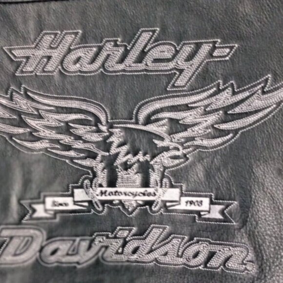 Authentic Harley-Davidson Mens Leather Vest Sz M Black Eagle Patch Thick Leather - Picture 8 of 13